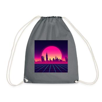 Style vague rétro avec coucher de soleil - Sac de sport léger - gris - Devant