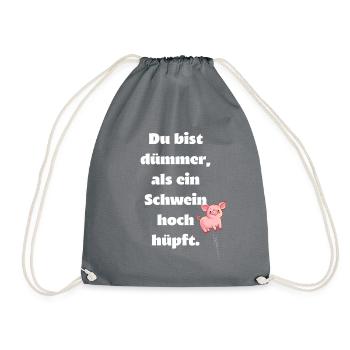 Hüpfendes Schweinchen - Turnbeutel - Grau - Vorne