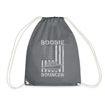 Boobie Bouncer Boot Amerika USA Flagge Witzig - Turnbeutel - Grau - Vorne