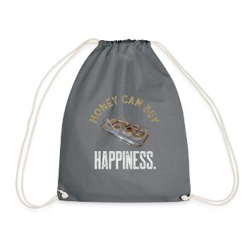 Pontoon Boat Lover Money Can Buy Happiness Funny B - Drawstring Bag - grey - Front
