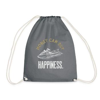 Personal Watercraft Money Can Buy Happiness Funny - Drawstring Bag - grey - Front