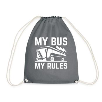 Bus Driver - My Bus My Rules - School Bus Driver - Drawstring Bag - grey - Front