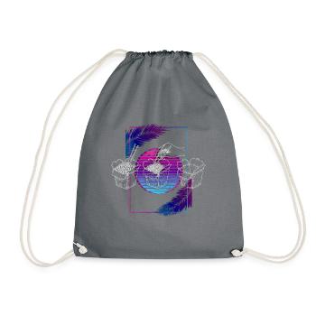 Eating Chinese Food Retro Sunset Vaporwave Noodles - Drawstring Bag - grey - Front