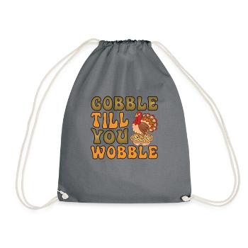 Gobble till you wobble Thanksgiving Truthahn - Turnbeutel - Grau - Vorne