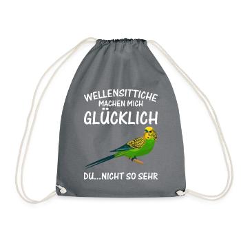 Wellensittiche machen mich glücklich - Turnbeutel - Grau - Vorne