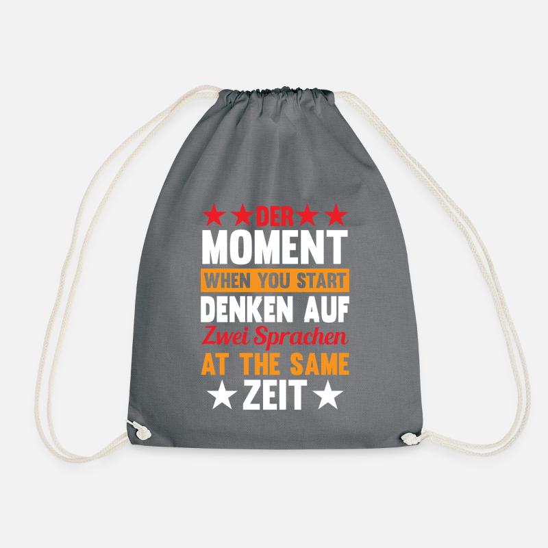 Der Moment When You Start Denken Auf Zwei Sprachen - Turnbeutel - Grau