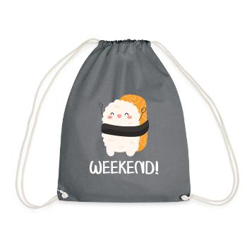 Weekend! - Funny Cute Sushi - Drawstring Bag - grey - Front