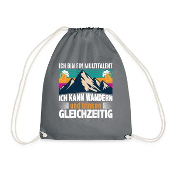 Ich bin ein Multitalent, Wandern und Bier trinken - Turnbeutel - Grau - Vorne
