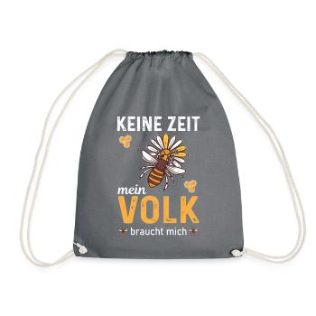keine Zeit mein Volk braucht mich - Turnbeutel - Grau - Vorne