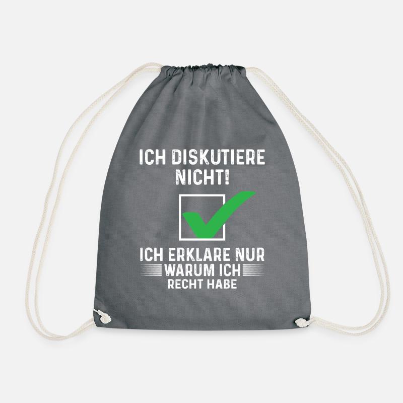 ich diskutiere nicht ich erkläre nur - Turnbeutel - Grau