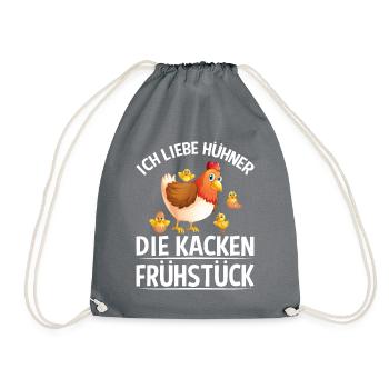 Ich Liebe Hühner, die kacken Frühstück - Turnbeutel - Grau - Vorne