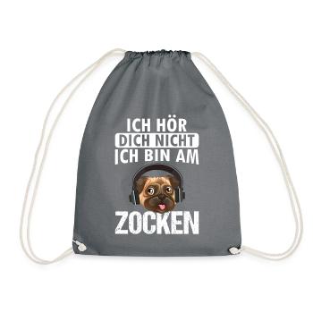 ich hör dich nicht ich bin am zocken - Turnbeutel - Grau - Vorne