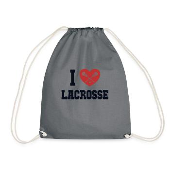 I love Lacrosse Lax Player Polocrosse - Drawstring Bag - grey - Front