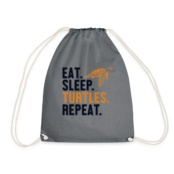 Eat Sleep Turtles Repeat Turtle - Drawstring Bag - grey - Front