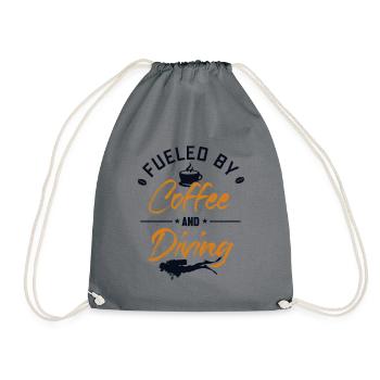 Fueled by Coffee and Diving Diving Mask Scuba - Drawstring Bag - grey - Front