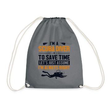 Scuba Diver Let's Assume I'm Right Diving Fins - Drawstring Bag - grey - Front
