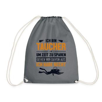 Taucher hat immer Recht Tauchermaske - Turnbeutel - Grau - Vorne