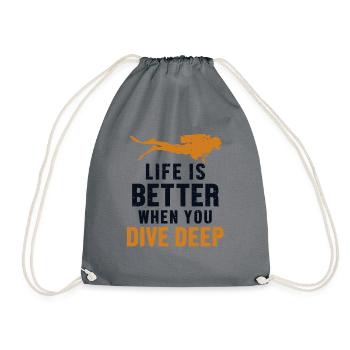 Life Is Better When You Dive Deep Taucherbrille - Turnbeutel - Grau - Vorne