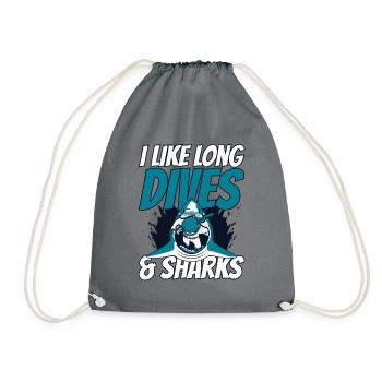 I Like Long Dives And Sharks Tauchermaske Taucher - Turnbeutel - Grau - Vorne