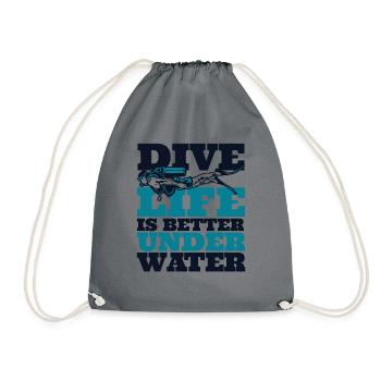 Dive Life Is Better Under Water Diving Fins - Drawstring Bag - grey - Front