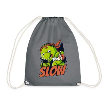 I Run Slow Water Turtle Giant Tortoise - Drawstring Bag - grey - Front