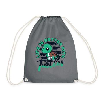 La vie est meilleure avec les tortues tortue - Sac de sport léger - gris - Devant