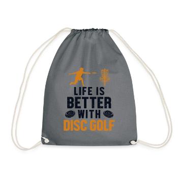 Life is Better with Disc Golf Frisbee Golf - Drawstring Bag - grey - Front