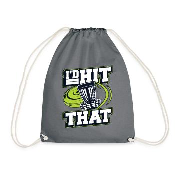 I'd Hit That Frisbee Golf Basket Disc Disc - Drawstring Bag - grey - Front
