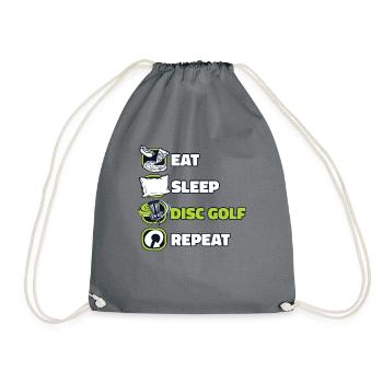Eat Sleep Disc Golf Repeat Basket Disc Disc - Drawstring Bag - grey - Front