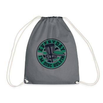 Everyday I'm Disc Golfing Frisbee Golf Basket - Drawstring Bag - grey - Front