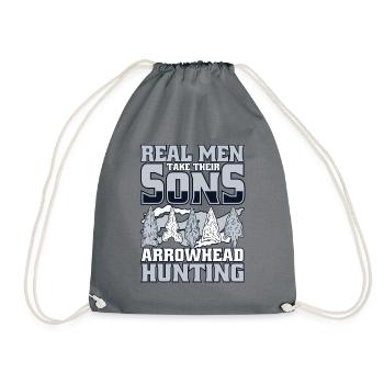 Real Men Take Their Sons Arrowhead Collecting - Drawstring Bag - grey - Front