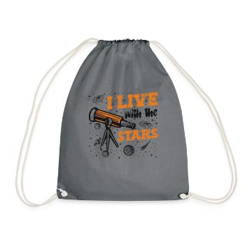 I Live With The Stars Cosmologist Starry Sky - Drawstring Bag - grey - Front