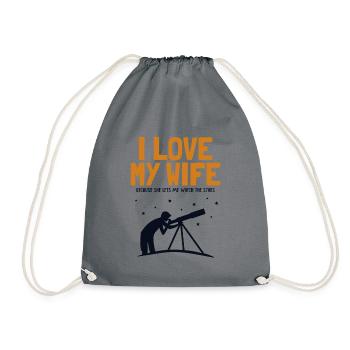 I love my Wife Astronomy Starry Sky Cosmologist - Drawstring Bag - grey - Front