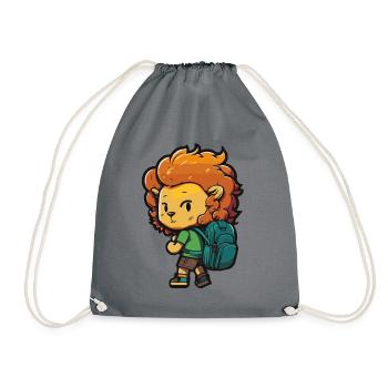 Cute lion design for kindergarten and school children - Drawstring Bag - grey - Front
