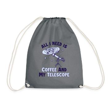 Coffee and my Telescope Cosmologist Starry Sky - Drawstring Bag - grey - Front