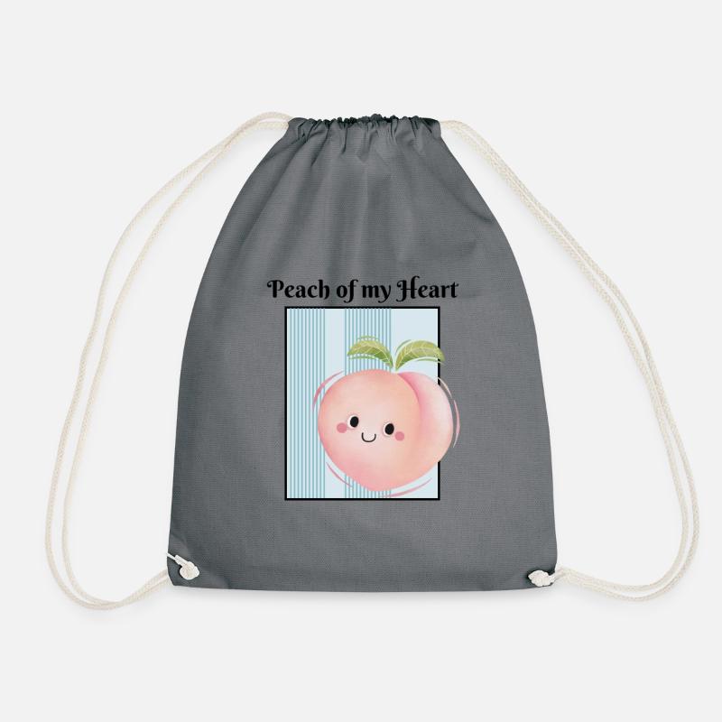 Peach of my Heart - Drawstring Bag - grey