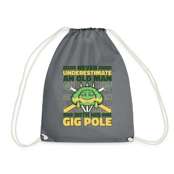 Never Underestimate An Old Man With Gig Pole - Turnbeutel - Grau - Vorne