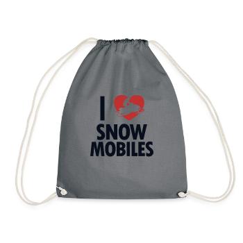 I love Snowmobiles Schneemotorrad Snowmobile - Turnbeutel - Grau - Vorne