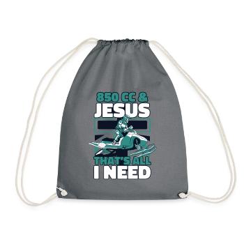 850 CC And Jesus That's All I Need Snowmobile - Turnbeutel - Grau - Vorne