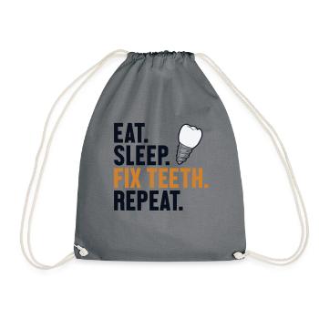 Manger Sommeil Réparer les dents Répéter Laboratoire dentaire Technicien dentaire - Sac de sport léger - gris - Devant
