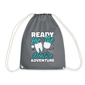 Ready For The Denture Adventure Dental Lab - Drawstring Bag - grey - Front