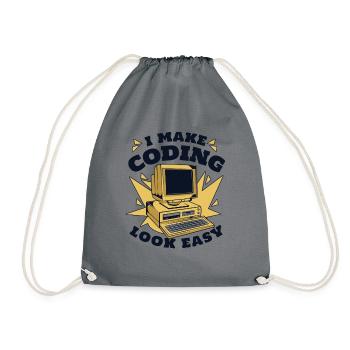 I Make Coding Look Easy Developer Coder - Drawstring Bag - grey - Front