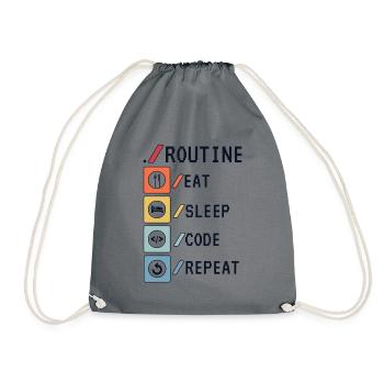 Routine Eat Sleep Code Repeat Developer Coder - Turnbeutel - Grau - Vorne