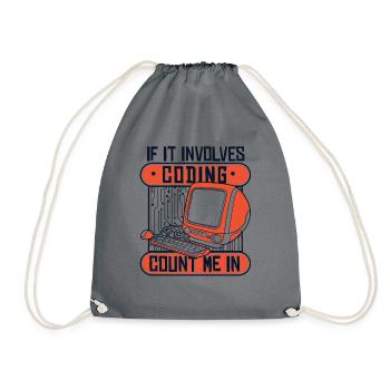 If It Involves Coding Count Me In Developer - Drawstring Bag - grey - Front
