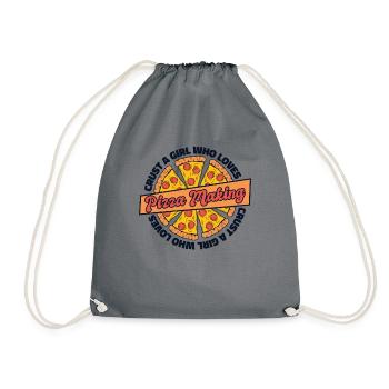 Crust A Girl Who Loves Pizza Making Pizza - Drawstring Bag - grey - Front