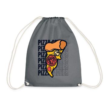 pizza maker pizza oven pizza pizza tray pizza maker - Drawstring Bag - grey - Front