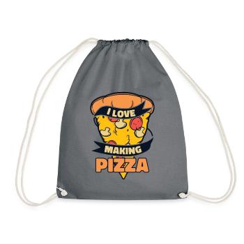 I love Making Pizza Pizzaofen Pizza Pizzablech - Turnbeutel - Grau - Vorne