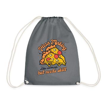 Like Cooking But Needs Skill Pizza Pizzablech - Turnbeutel - Grau - Vorne