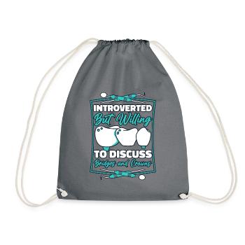 Introverted But Willing To Discuss Bridges Crowns - Drawstring Bag - grey - Front