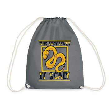This Lady Loves It Scaly Python Snake Banana - Drawstring Bag - grey - Front